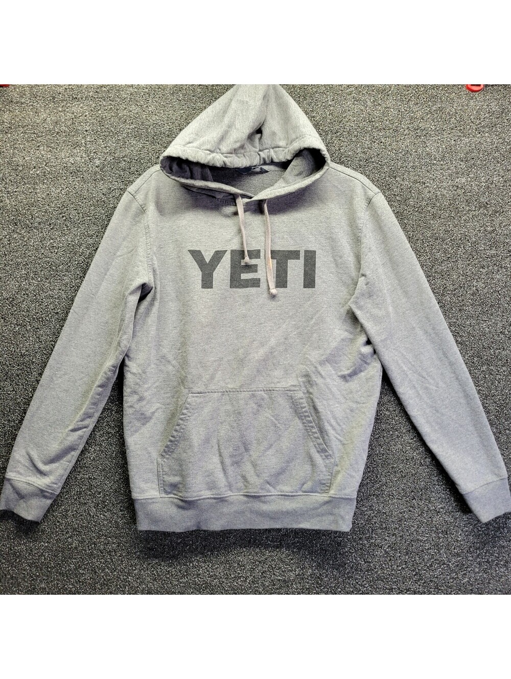 Yeti Gear Logo Pullover Hoodie Gray Navy Logo Men's Size Small